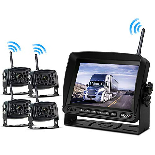 Wireless Backup Camera Kit 7” Monitor W/Upgraded Recorder Backing Up for RV Trailer Truck Camper Bus Digital HD 1080P Waterproof Front Rear Side View Camera Extra Stable Signal DVR System Xroose TW4 